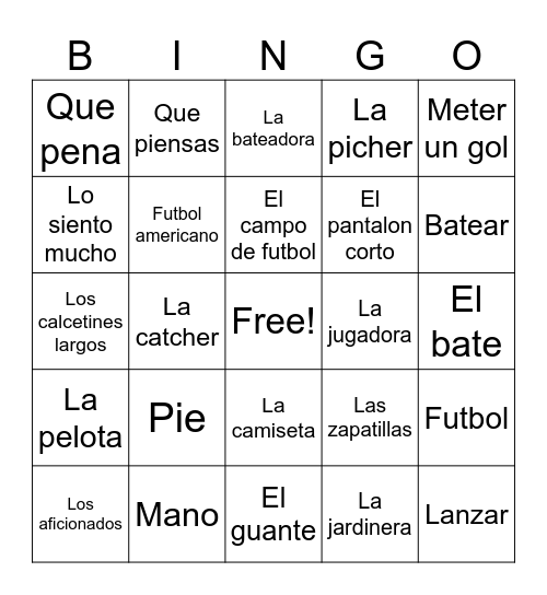 Chapter 5 Vocabulary Bingo Card