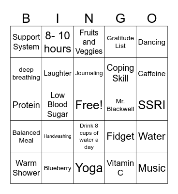 Nursing Class Bingo Card