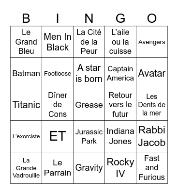 Films Cultes Bingo Card