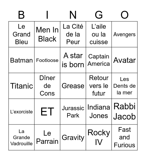 Films Cultes Bingo Card