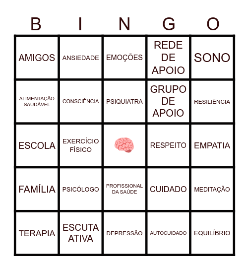 BINGO SAÚDE MENTAL Bingo Card