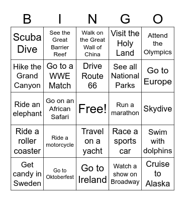 Bucket Bingo Card