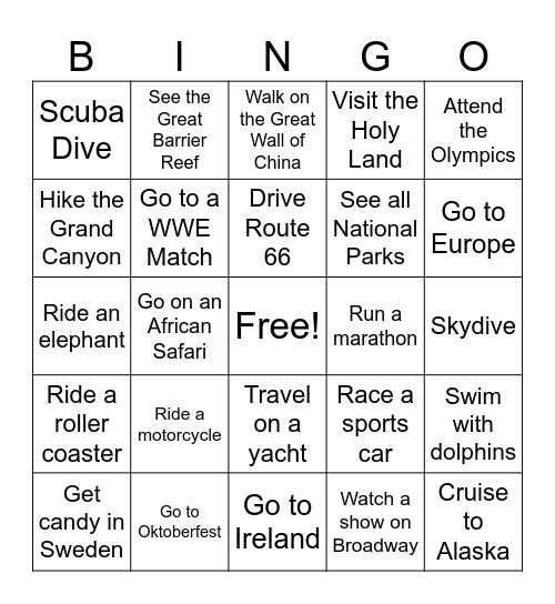 Bucket Bingo Card