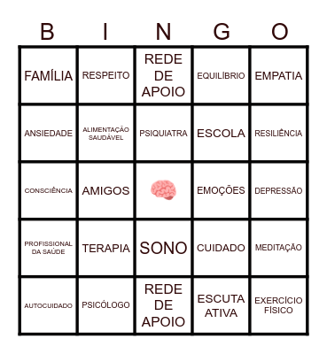 BINGO SAÚDE MENTAL Bingo Card