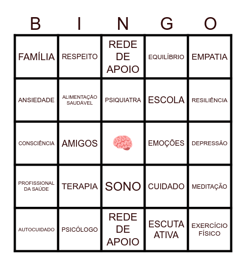 BINGO SAÚDE MENTAL Bingo Card
