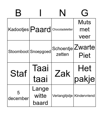 Sinterklaasfeest Bingo Card