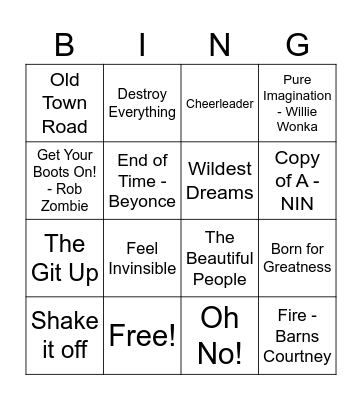 Kids Music Bingo #3 Bingo Card