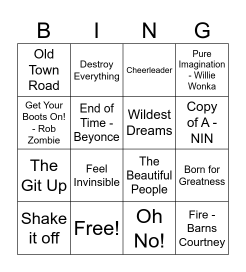 Kids Music Bingo #3 Bingo Card