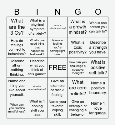 CBT Bingo Card