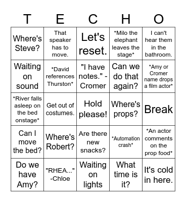 Caroline Tech-O Bingo Card