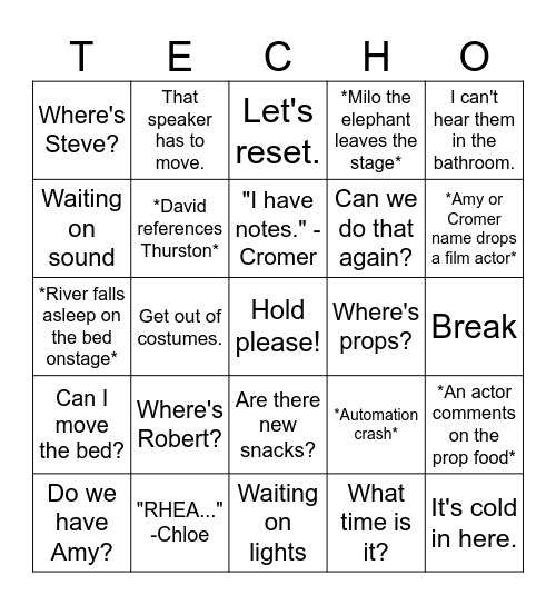 Caroline Tech-O Bingo Card