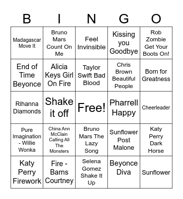 Kids Music Bingo #21 Bingo Card
