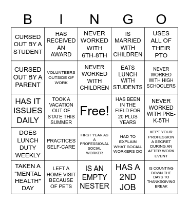 SSWAM REGION FALL SOCIAL Bingo Card