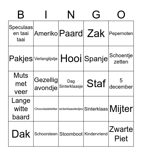 Sinterklaasfeest Bingo Card