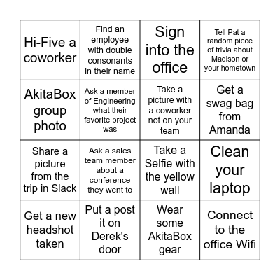 Akita Bingo Card