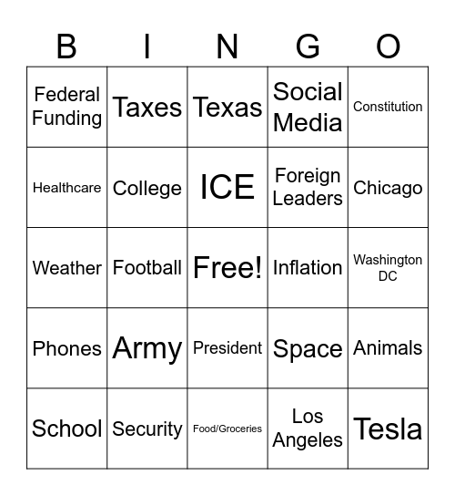 CNN 10 Bingo Card