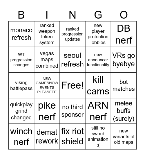 S8 Bingo Card