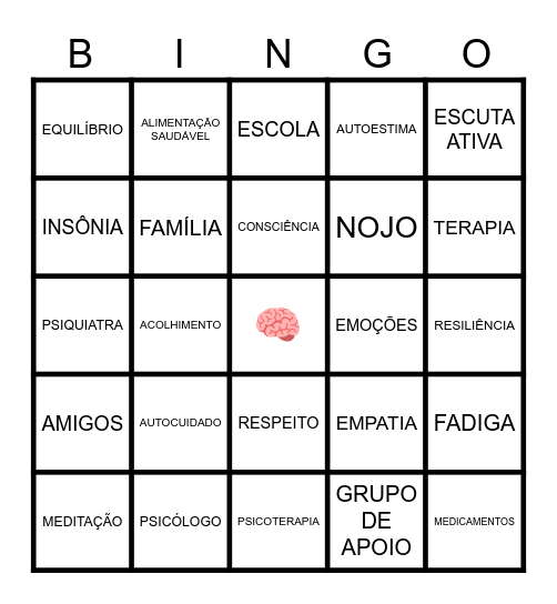 BINGO SAÚDE MENTAL Bingo Card