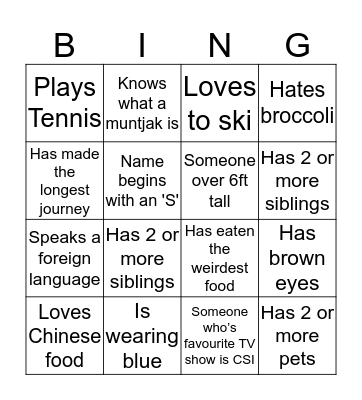 People Bingo Card