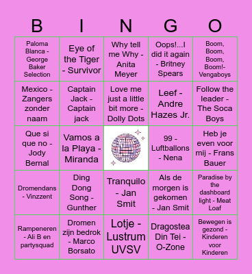 Kansis zomer muziekbingo Card