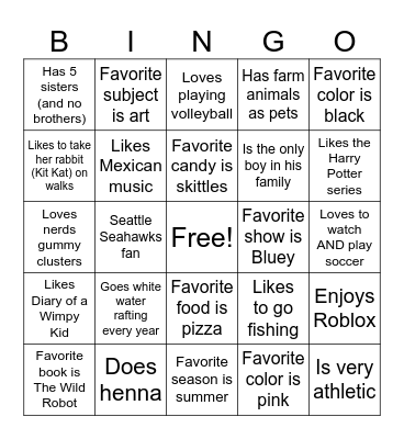 Mrs. Cattrall's 1st Period BINGO! Bingo Card