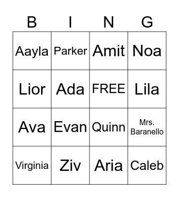 KIDS Bingo Card