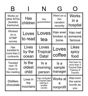 Find someone who... Bingo Card