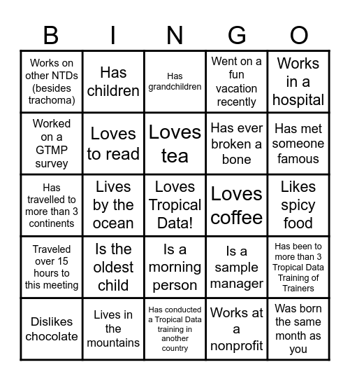 Find someone who... Bingo Card
