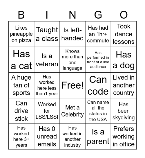 Convergint Coworker Bingo Card
