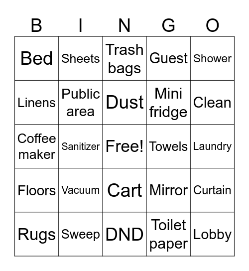Housekeeping Week Bingo Card