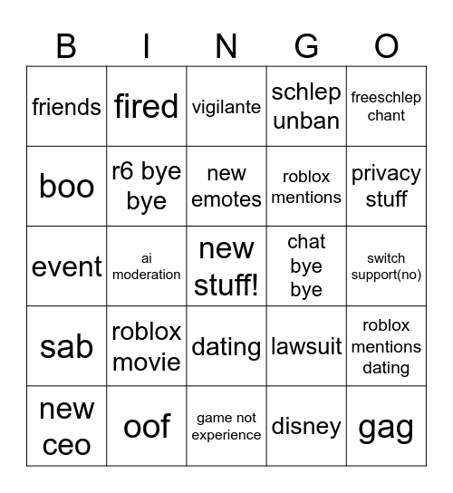 RDC Bingo Card