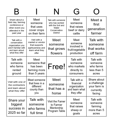 Fill 5 squares in a row with signatures for a prize! Bingo Card