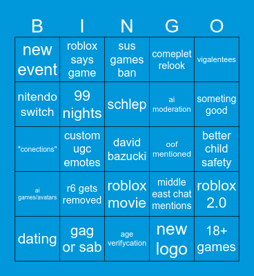 RDC 25 bingo Card