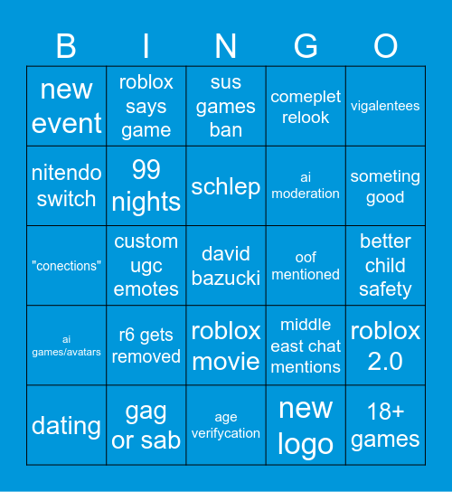 RDC 25 bingo Card