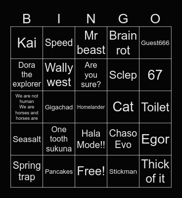 Meme defense bingo Card