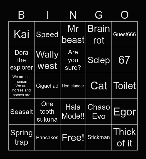 Meme defense bingo Card