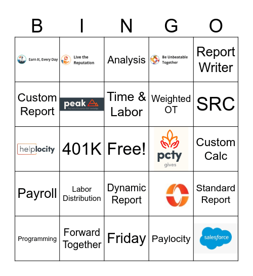 Payroll Bingo Card