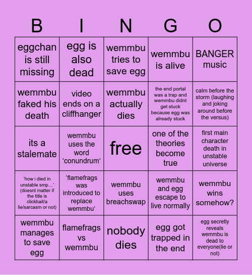 wemmbu’s new upload Bingo Card