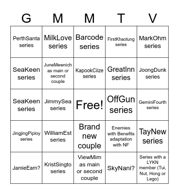 GMMTV2026 Bingo Card