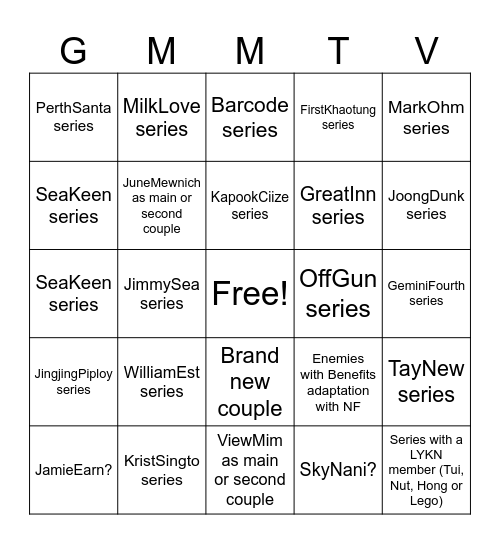 GMMTV2026 Bingo Card