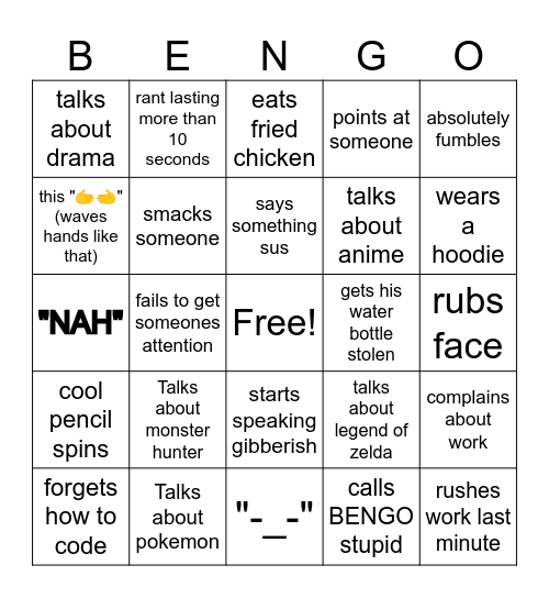 BENGO Bingo Card
