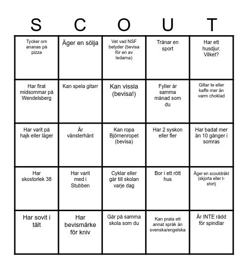 LÄRA KÄNNA VARANDRA - BINGO! Bingo Card