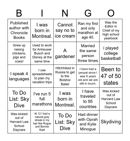 BINGO! Bingo Card