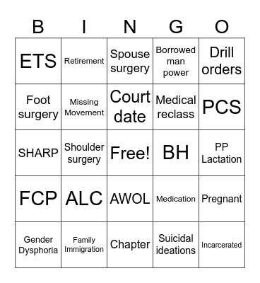 EUCOM Bingo Card