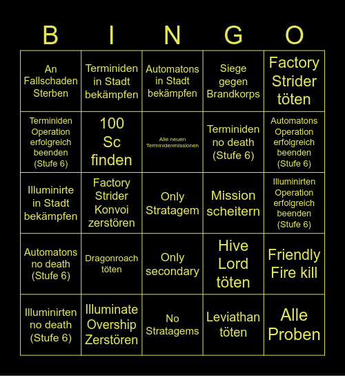 Helldivers 2 Bingo Card