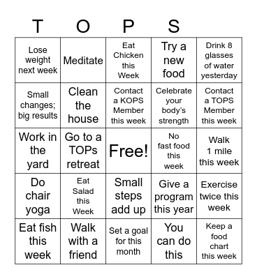 TOPS Bingo Card