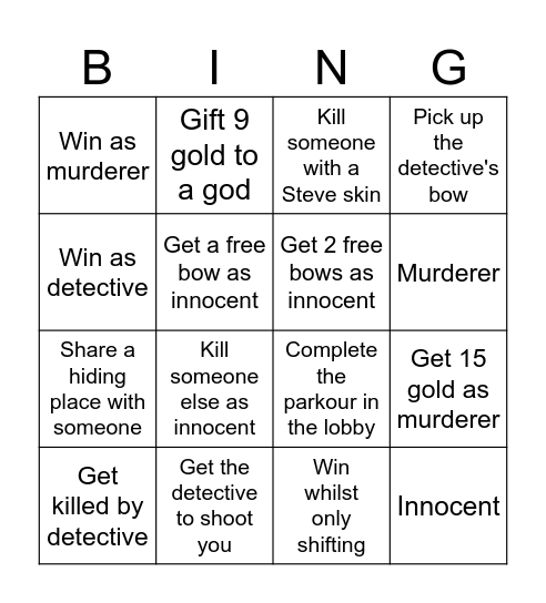 MURDER MYSTERY Bingo Card