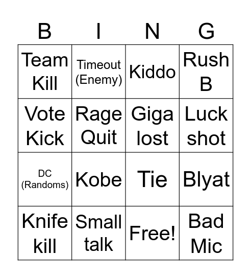 CS2 Bingo Card