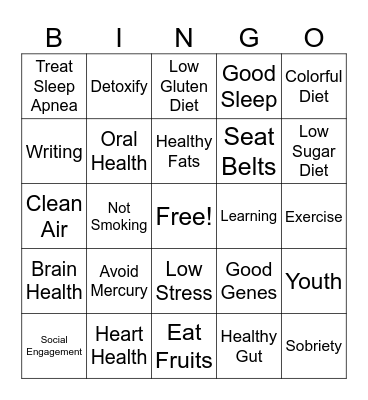 Dementia Bingo Card