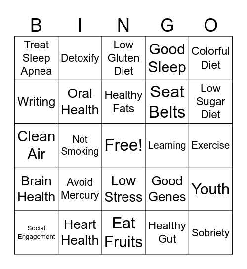 Dementia Bingo Card